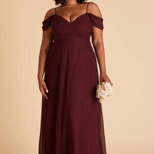 1600 NWT Birdy Grey Devin Chiffon Convertible Bridesmaid Dress Cabernet Curve 1X